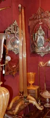 1950/70 Pair of Tripod Floor Lamps or Similar by Barovier & Toso with Gold Foil Detailing
