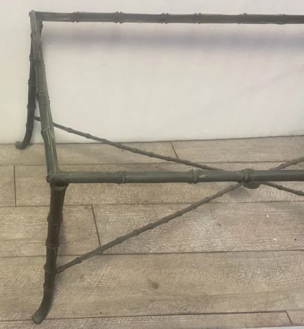 1970s Low Table with Bamboo Decor in Patinated Bronze – Maison Baguès