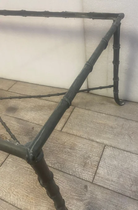 1970′ Table Basse Décor Bambou Bronze Patiné Maison Baguès