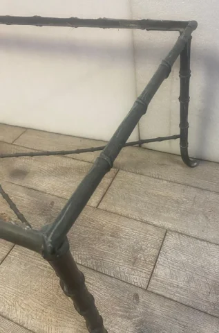 1970s Low Table with Bamboo Decor in Patinated Bronze – Maison Baguès