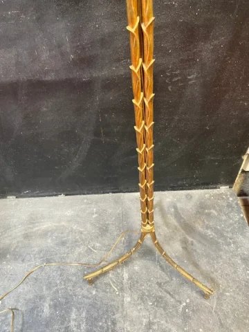 1970′ Lampadaire en Bronze Doré Maison Bagués Modèle Palmier Triple Tronc