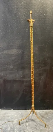 1970s Gilded Bronze Floor Lamp by Maison Baguès, Triple Trunk Palm Tree Model.
