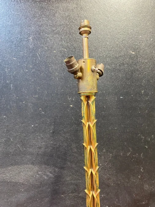 1970s Gilded Bronze Floor Lamp by Maison Baguès, Triple Trunk Palm Tree Model.