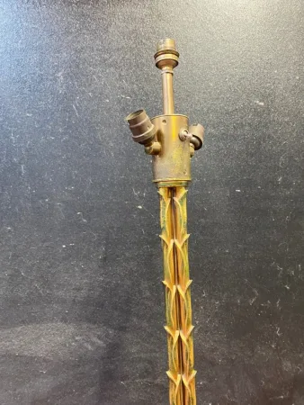 1970s Gilded Bronze Floor Lamp by Maison Baguès, Triple Trunk Palm Tree Model.