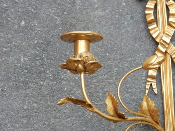 1950′ Pair Of LXVI Style Gilt Bronze Sconces
