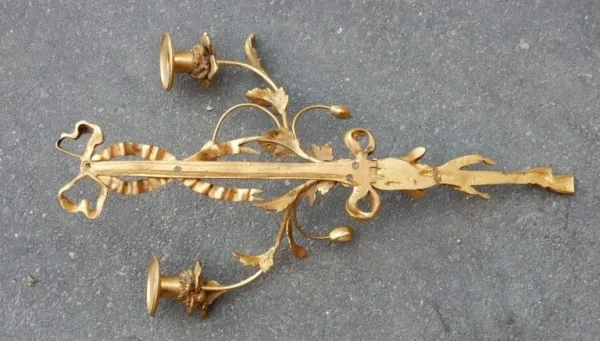 1950′ Pair Of LXVI Style Gilt Bronze Sconces