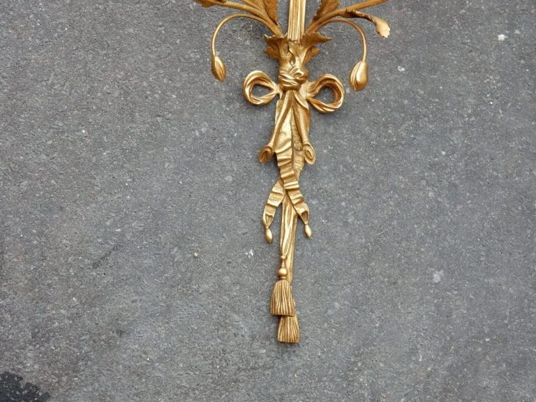 1950′ Pair Of LXVI Style Gilt Bronze Sconces