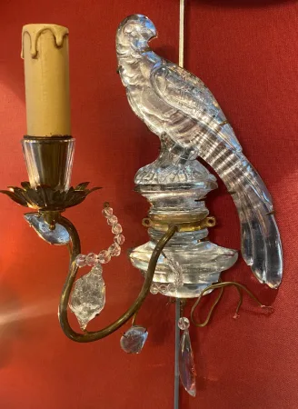 1970′ Paire D’Appliques Maison Baguès Au Perroquet A Un Bras, Binet Conique