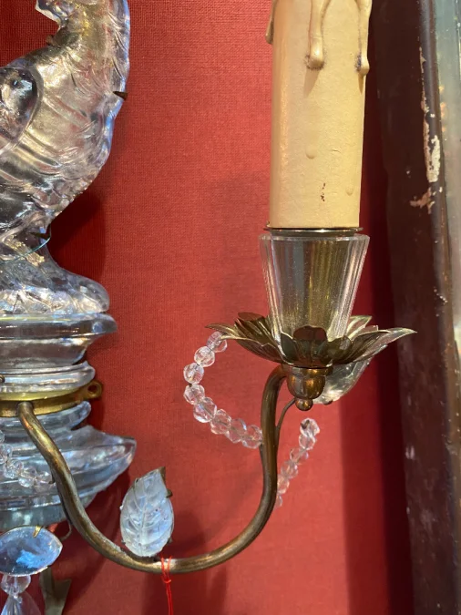 1970′ Paire D’Appliques Maison Baguès Au Perroquet A Un Bras, Binet Conique
