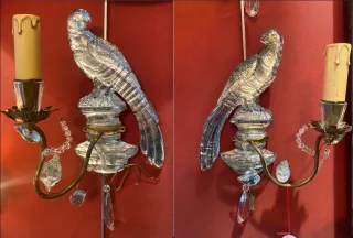 1970′ Paire D’Appliques Maison Baguès Au Perroquet A Un Bras, Binet Conique