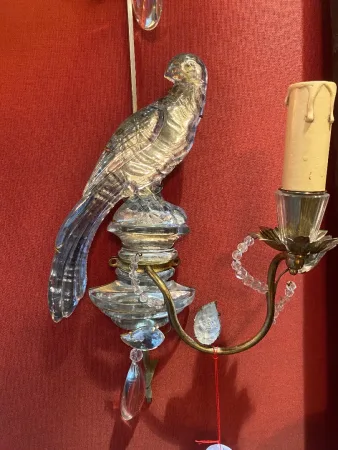 1970′ Paire D’Appliques Maison Baguès Au Perroquet A Un Bras, Binet Conique