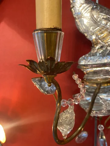 1970′ Pair Of Maison Baguès Wall Lights With One-arm Parrot, Conical Binet
