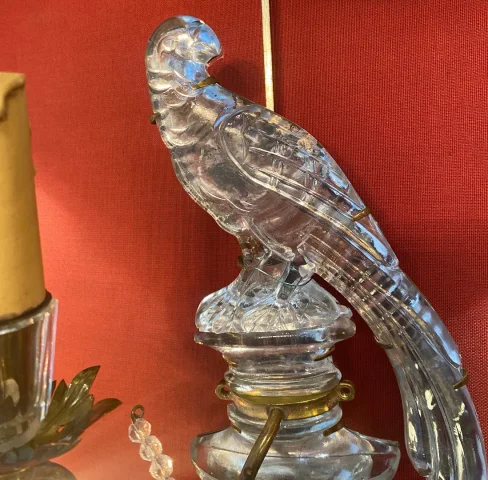 1970′ Pair Of Maison Baguès Wall Lights With One-arm Parrot, Conical Binet
