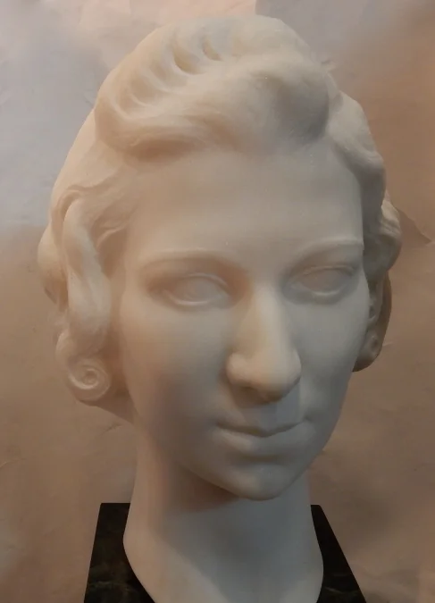 1930′ Art Déco Tête De Femme En Marbre Signée Par M. Di Domenico