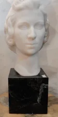 1930′ Art Déco Tête De Femme En Marbre Signée Par M. Di Domenico