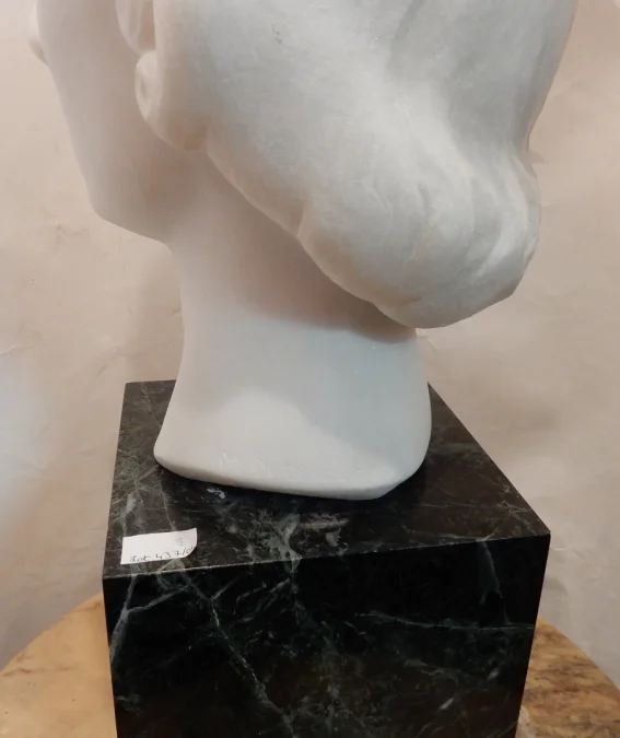 1930′ Art Déco Tête De Femme En Marbre Signée Par M. Di Domenico