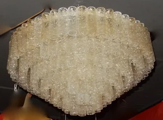 1960/70′ Pair of Venini Murano Doria Chandeliers Diameter 74 cm 6 Levels 194 Crystals