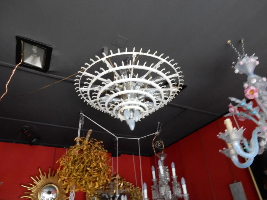 1960/70′ Paire de Lustres Venini Murano Doria Diamètre 74 cm 6 Niveaux 194 Cristaux