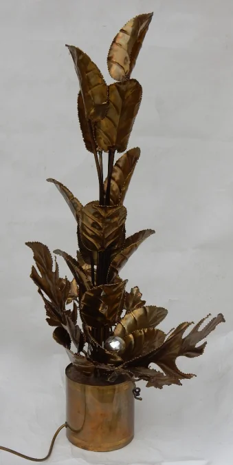 1970′ Maison Jansen Brass Illuminating Plant 2 Bulbs