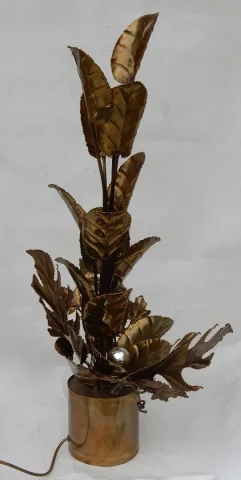 1970′ Maison Jansen Brass Illuminating Plant 2 Bulbs