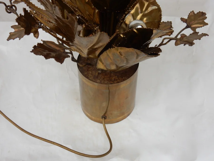 1970′ Maison Jansen Brass Illuminating Plant 2 Bulbs