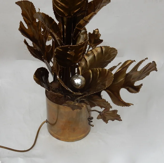 1970′ Maison Jansen Brass Illuminating Plant 2 Bulbs
