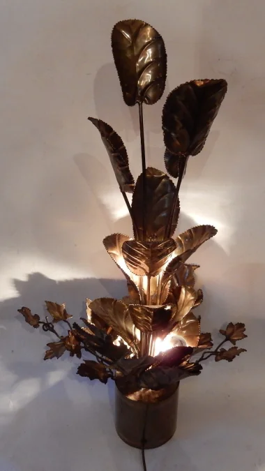 1970′ Maison Jansen Brass Illuminating Plant 2 Bulbs