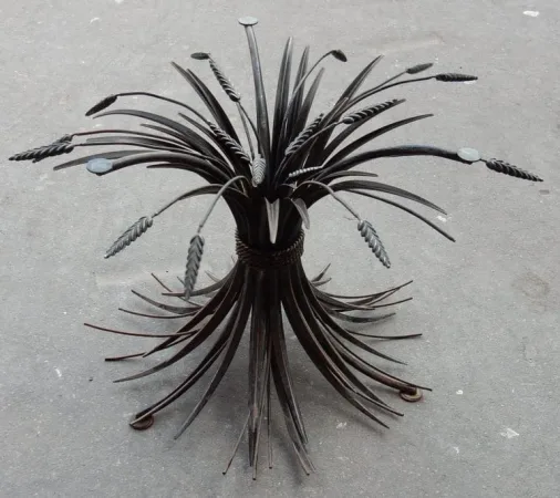 1970′ Pair of Black Sheaf of Wheat Pedestal Tables or Coffee Tables Coco Chanel Style