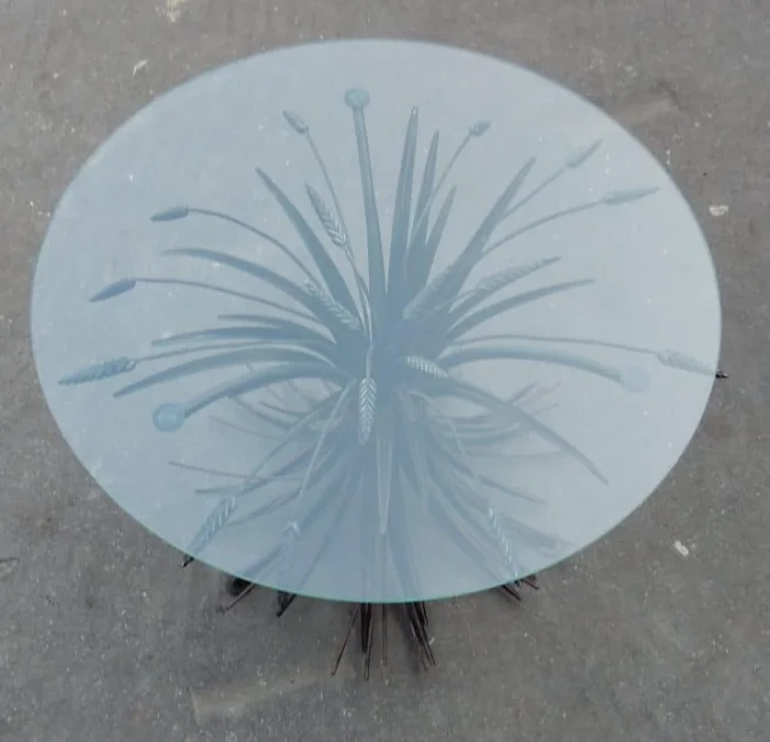 1970′ Pair of Black Sheaf of Wheat Pedestal Tables or Coffee Tables Coco Chanel Style