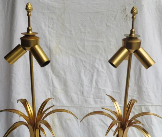 1950/70′ Paire de Lampes Opaline Blanche Style Charles