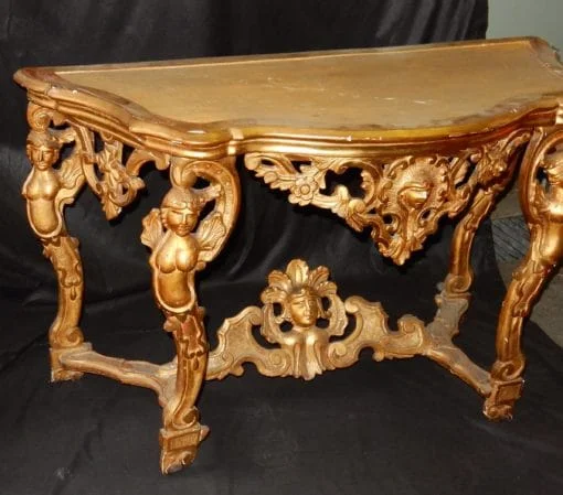 1850′ 19th Century Italian Console in Golden Wood from the Puttis Period