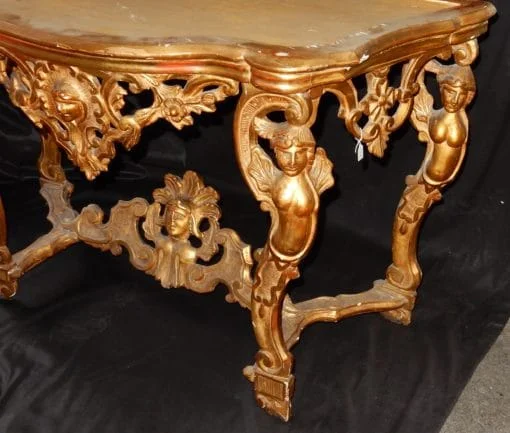 1850′ 19th Century Italian Console in Golden Wood from the Puttis Period