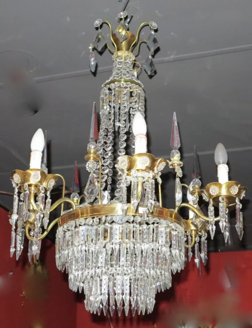 1950′ Lustre Baguès à 6 Branches et 6 Poignards