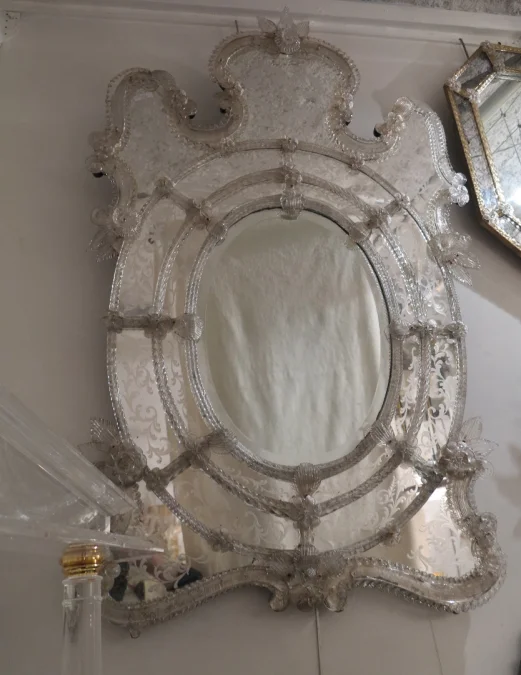 1950′ Miroir Murano Centre Ovale Biseauté