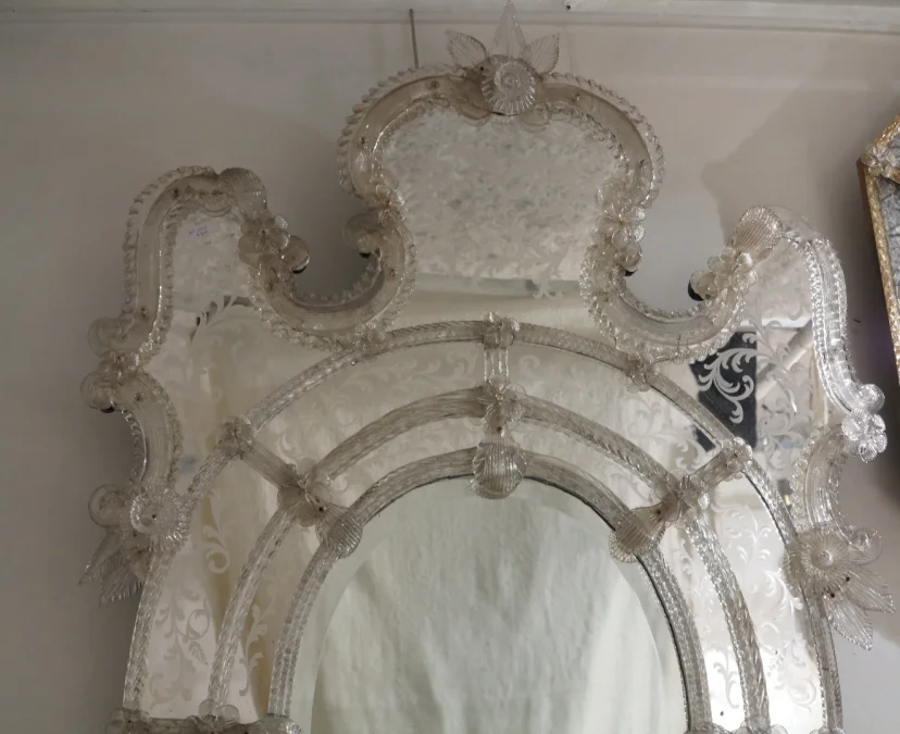1950′ Miroir Murano Centre Ovale Biseauté
