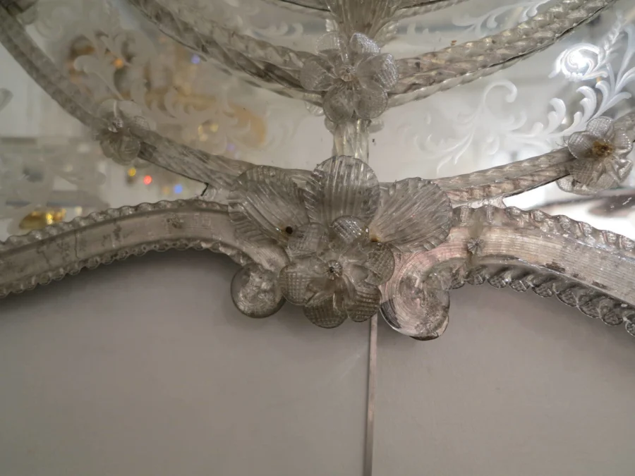 1950′ Miroir Murano Centre Ovale Biseauté