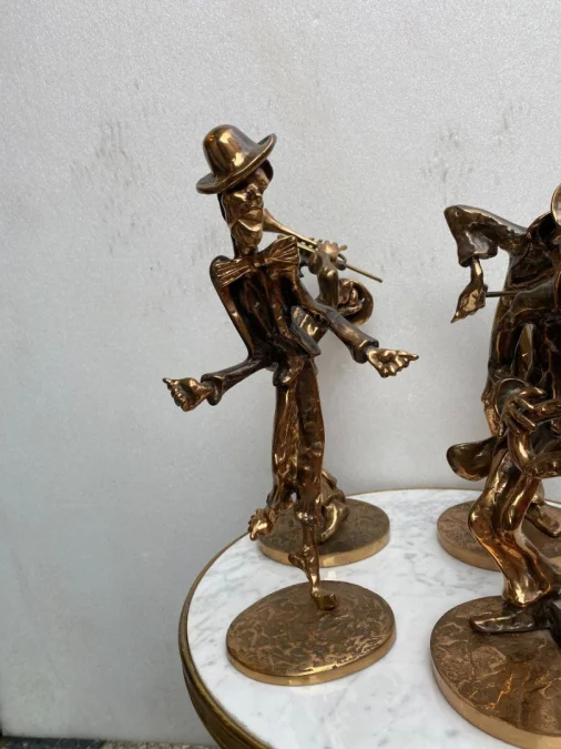 1970s/80s Le Jazz Band – Set of 4 Bronze Sculptures, Signed LOHE
