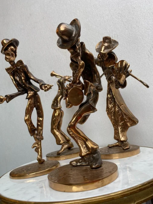 1970s/80s Le Jazz Band – Set of 4 Bronze Sculptures, Signed LOHE