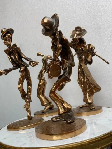 1970s/80s Le Jazz Band – Set of 4 Bronze Sculptures, Signed LOHE