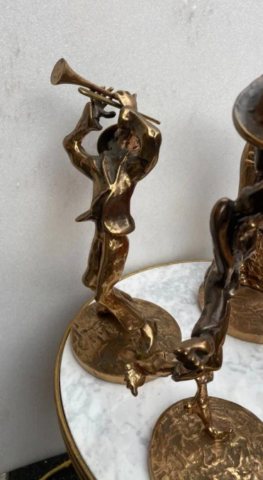 1970s/80s Le Jazz Band – Set of 4 Bronze Sculptures, Signed LOHE