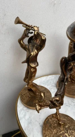 1970s/80s Le Jazz Band – Set of 4 Bronze Sculptures, Signed LOHE