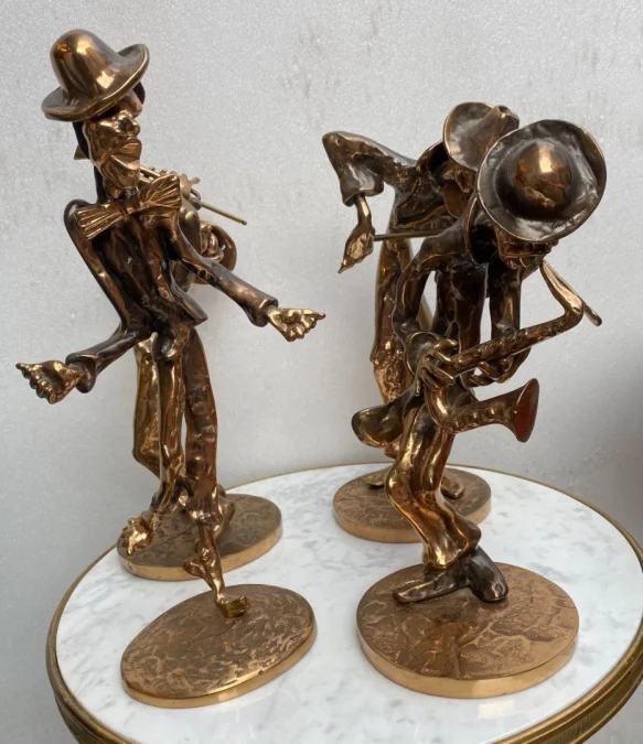1970s/80s Le Jazz Band – Set of 4 Bronze Sculptures, Signed LOHE
