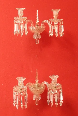 1950′ Paire d’Appliques Au Poignard Baccarat Modèle Tors