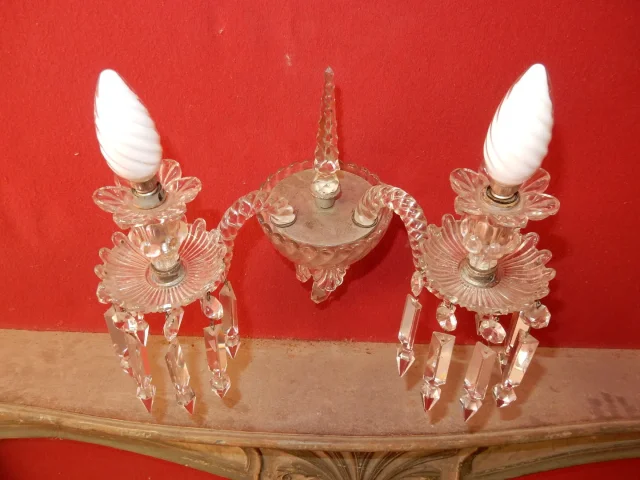 1950′ Paire d’Appliques Au Poignard Baccarat Modèle Tors