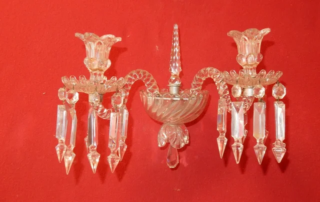 1950′ Paire d’Appliques Au Poignard Baccarat Modèle Tors
