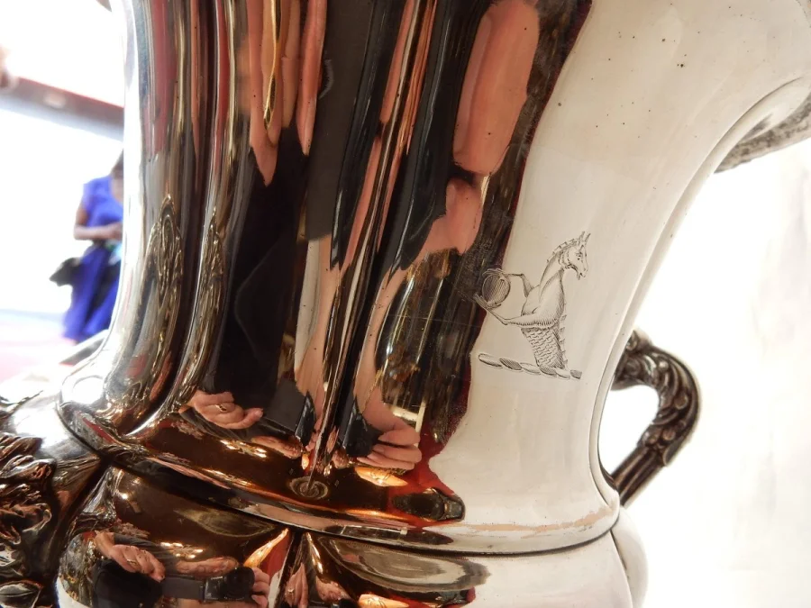 1900′ Pair Of Silver Metal Coolers Napoleon Style 3