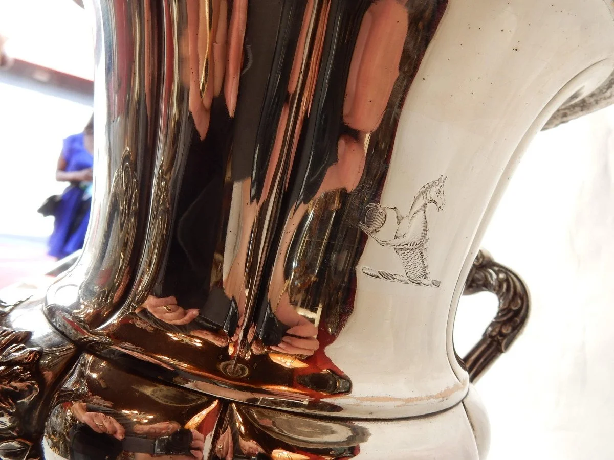 1900′ Pair Of Silver Metal Coolers Napoleon Style 3