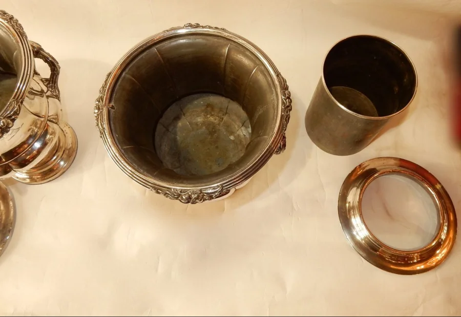 1900′ Pair Of Silver Metal Coolers Napoleon Style 3