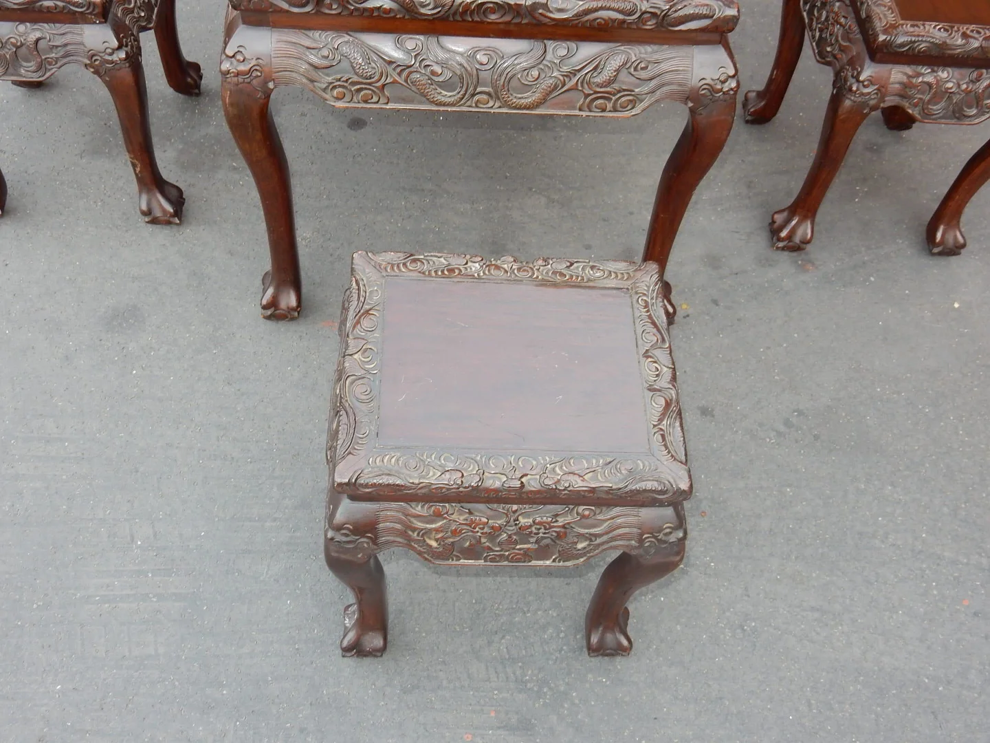 1920/1950 Mahjong Game Table from China with its 4 Chairs, Made of Rosewood