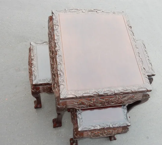 1920/1950 Mahjong Game Table from China with its 4 Chairs, Made of Rosewood